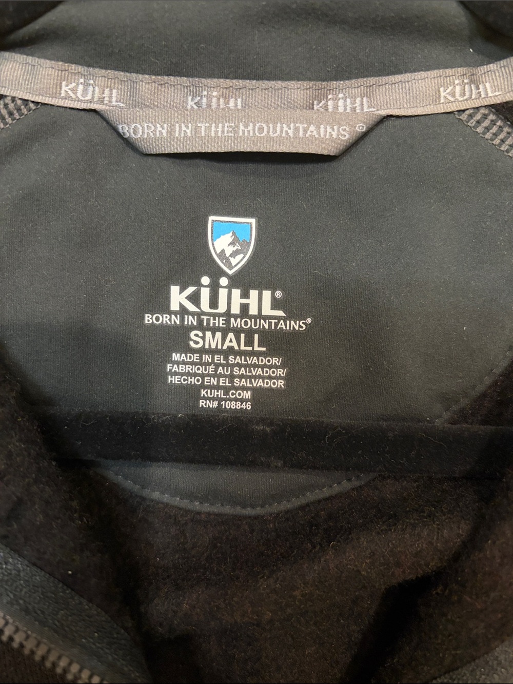 KÜHL Black 1/4 Zip Fleece Pullover with Contrast Stitching - Picture 2 of 5